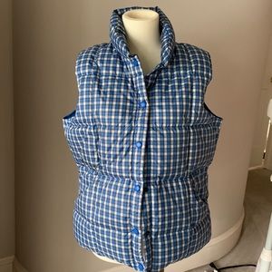 Land’s End down tartan plaid puff vest